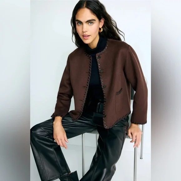 Rails Melanie Jacket Wool Dark Brown M - Picture 8 of 16